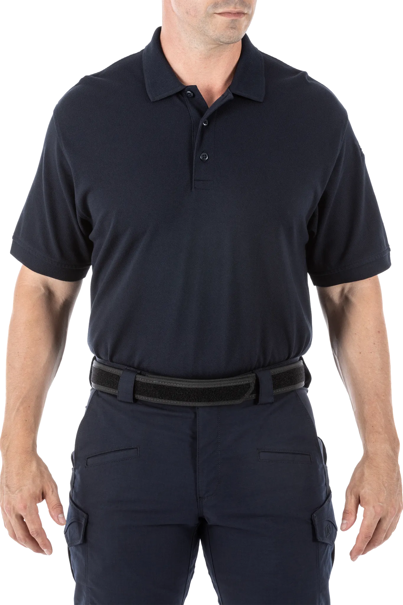 Tactical Polo Shirt, 100% Cotton, Button, Navy, M