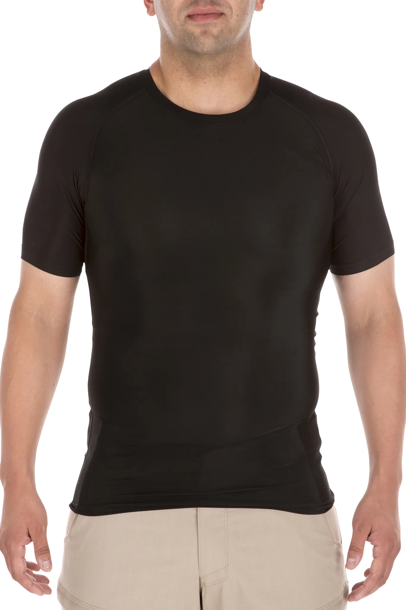 Men's Short Sleeve T-Shirt, 18% Spandex, 82% Polyester, Pullover, 0 Pocket(s), Black, 2XL