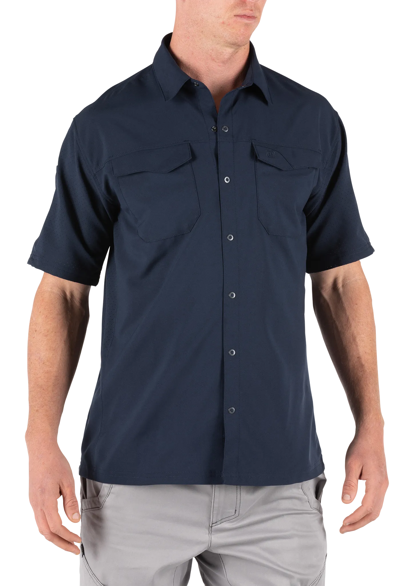 5-713407872XL Freedom Flex Woven Short Sleeve Shirt, Peacoat - 2XL
