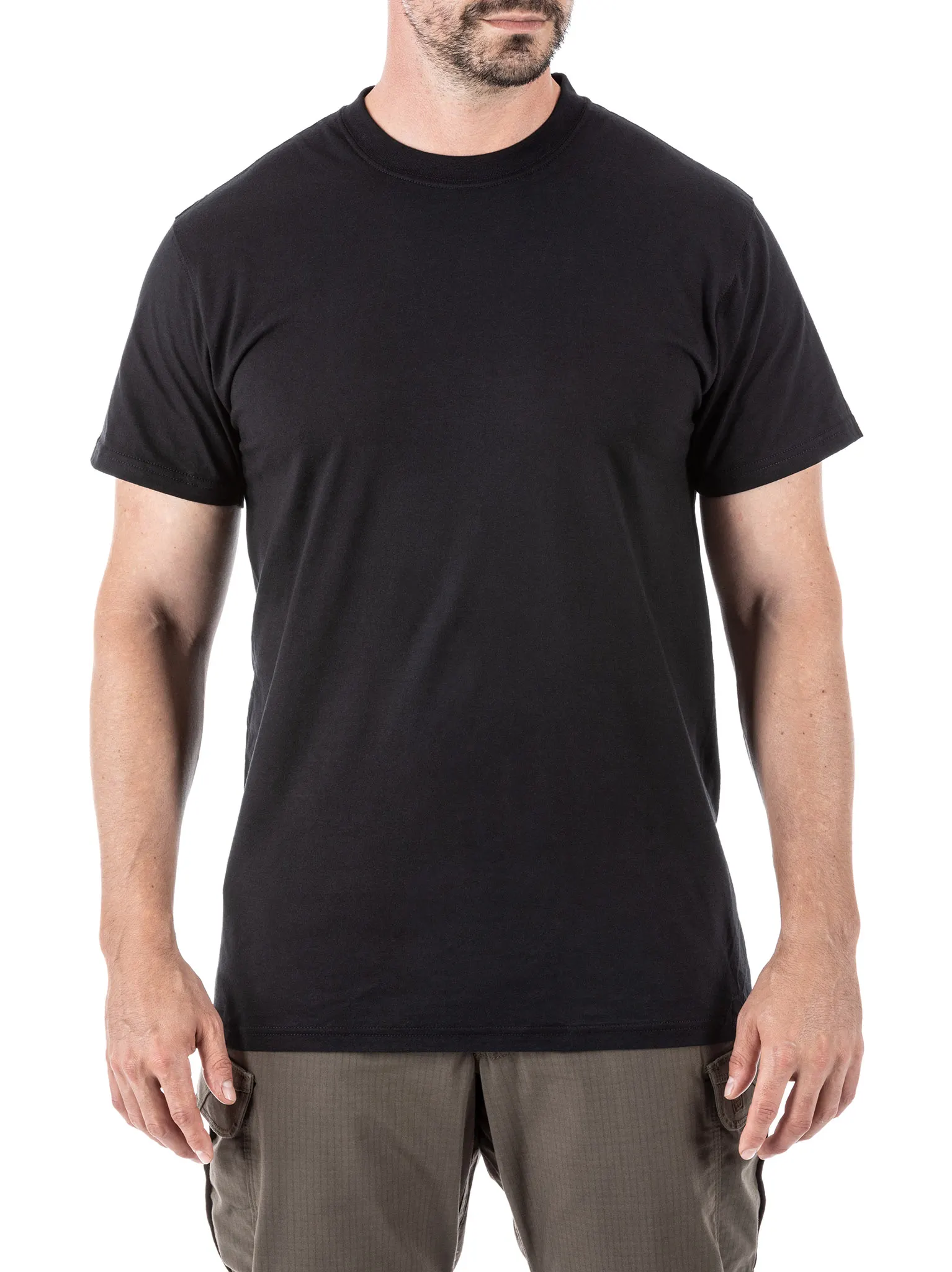 Tactical Shirt, 100% Cotton, Black, 3XL, 3 PK