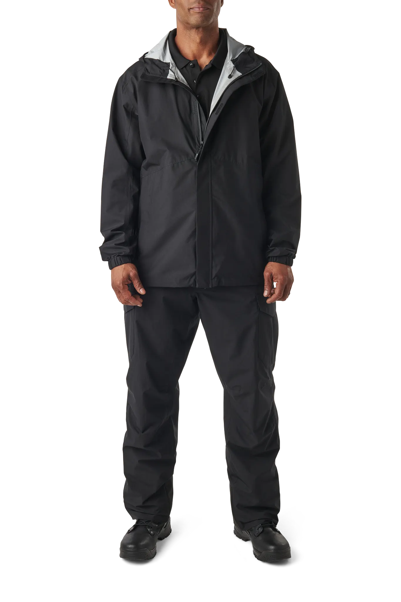5-48353ABR019L Tactical Duty Rain Shell Jacket for Mens, Black - Large