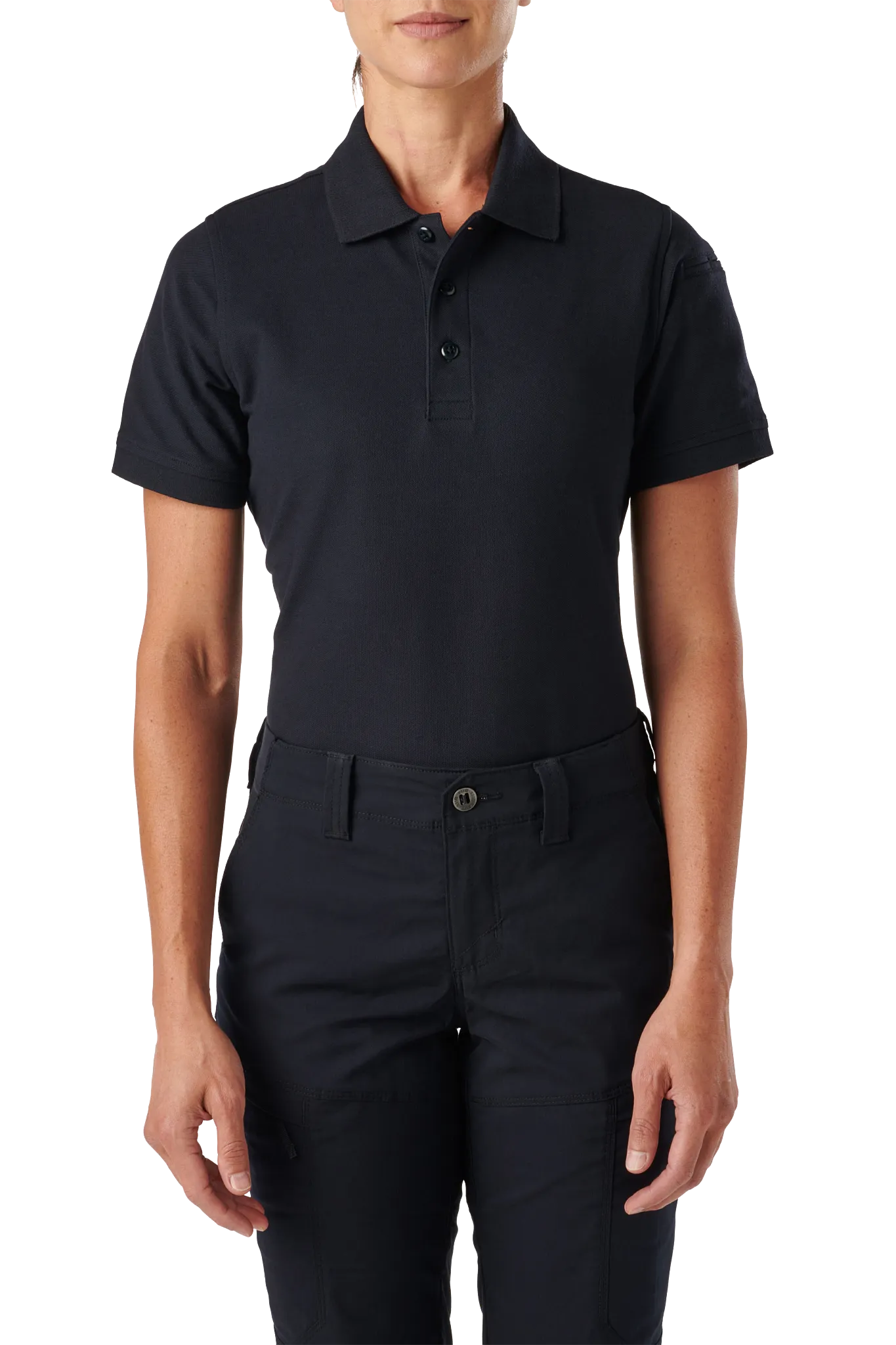 Tactical Polo Shirt, 40% Polyester, 60% Cotton, Button, 1 Pocket(s), Navy, S