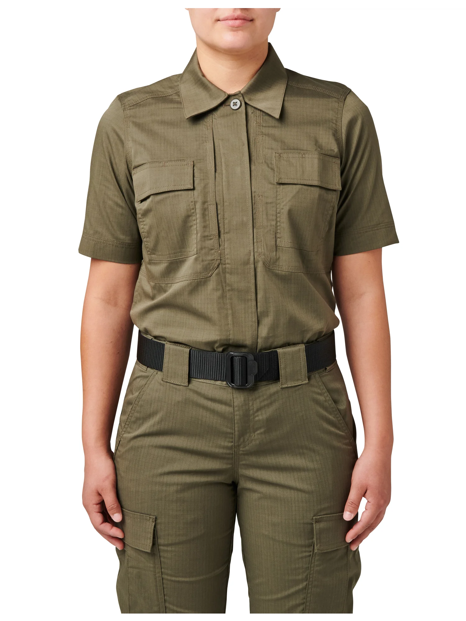 5.11 Tactical - Camisa de manga corta con tejido antidesgarro Flex-Tac&#174; TDU&#174; para mujer
