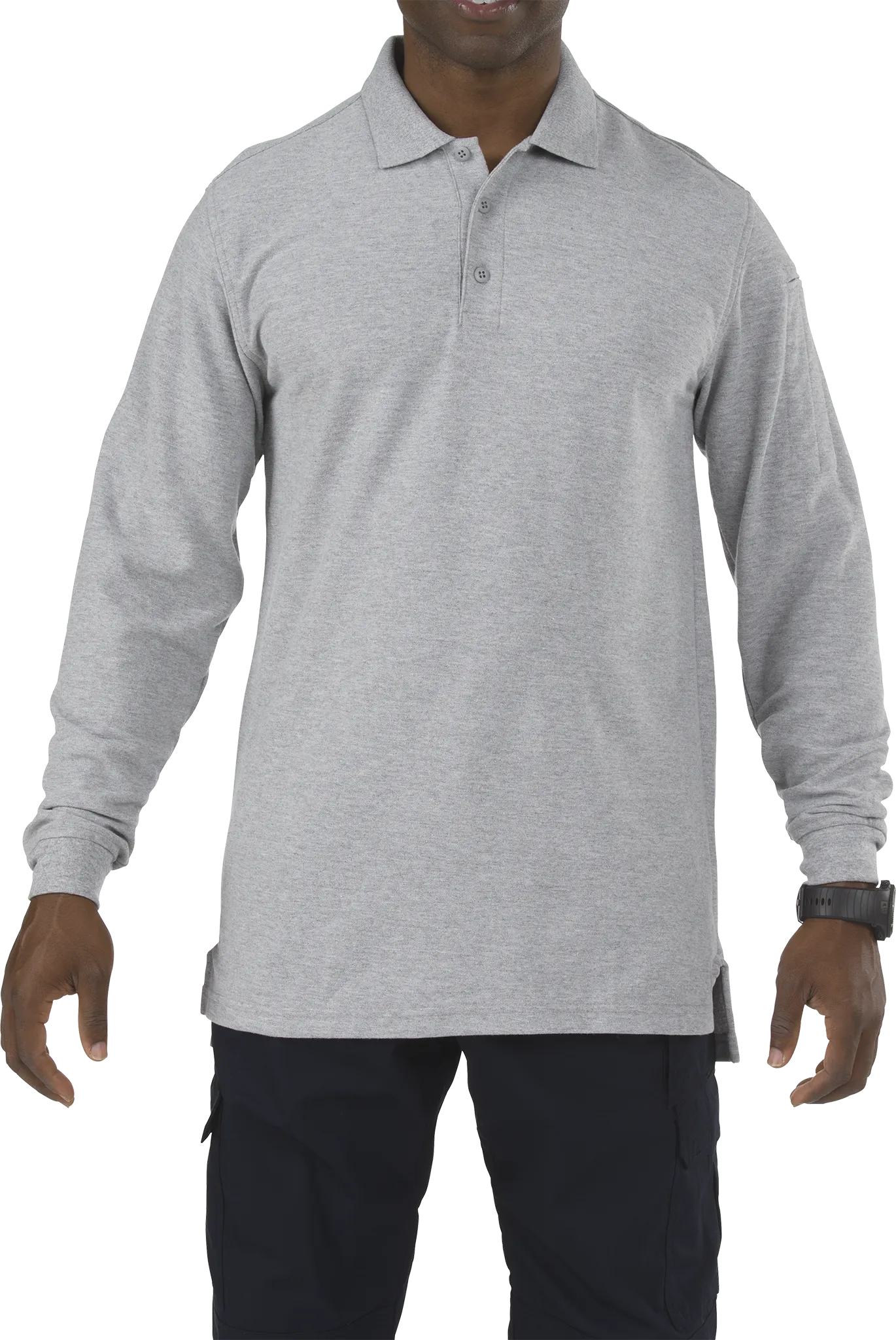 Tactical Polo Shirt, 40% Polyester, 60% Cotton, Button, 2 Pocket(s), Gray, 3XL