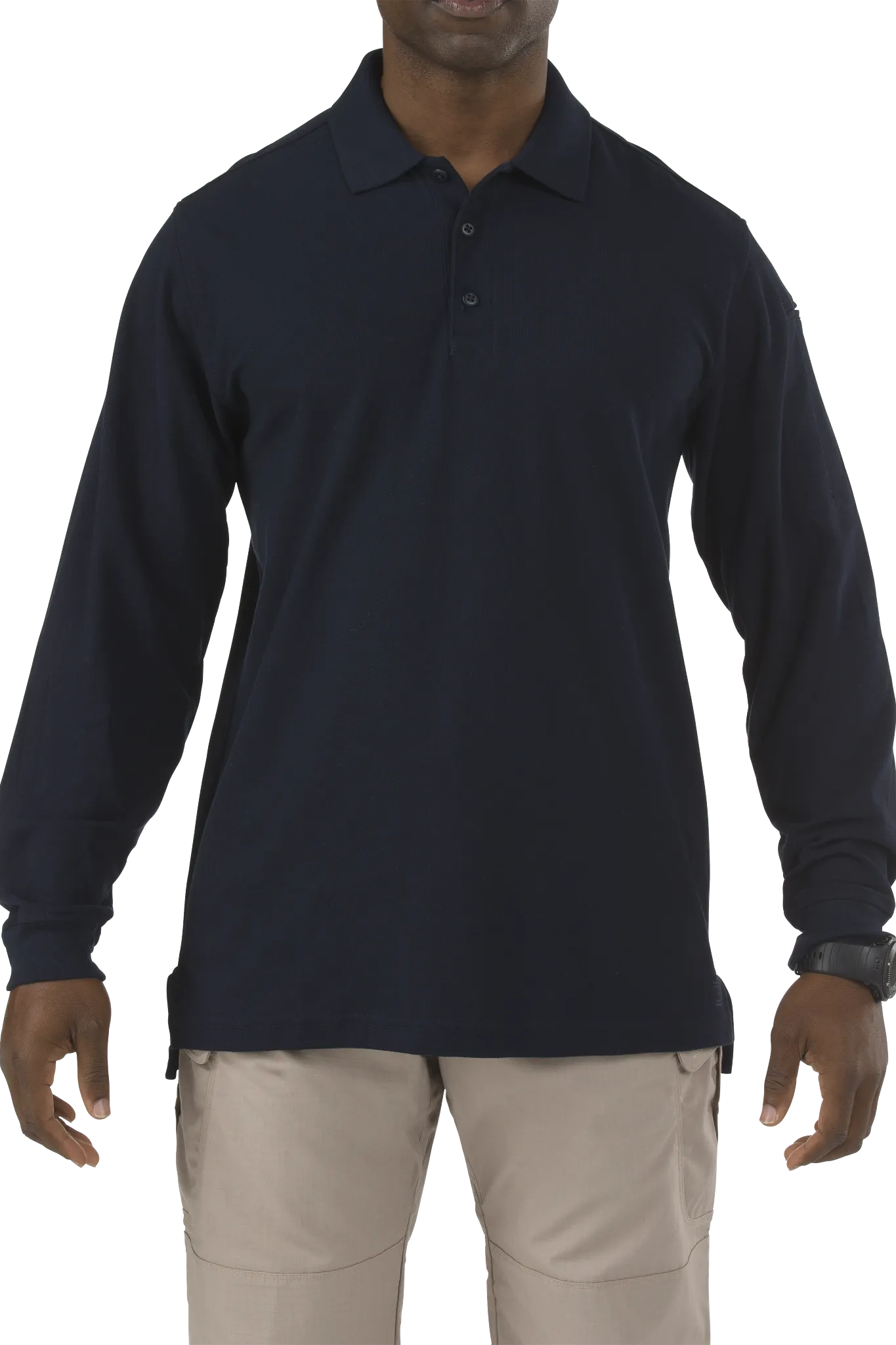 Tactical Polo Shirt, 40% Polyester, 60% Cotton, Button, 2 Pocket(s), Dark Navy, 3XL