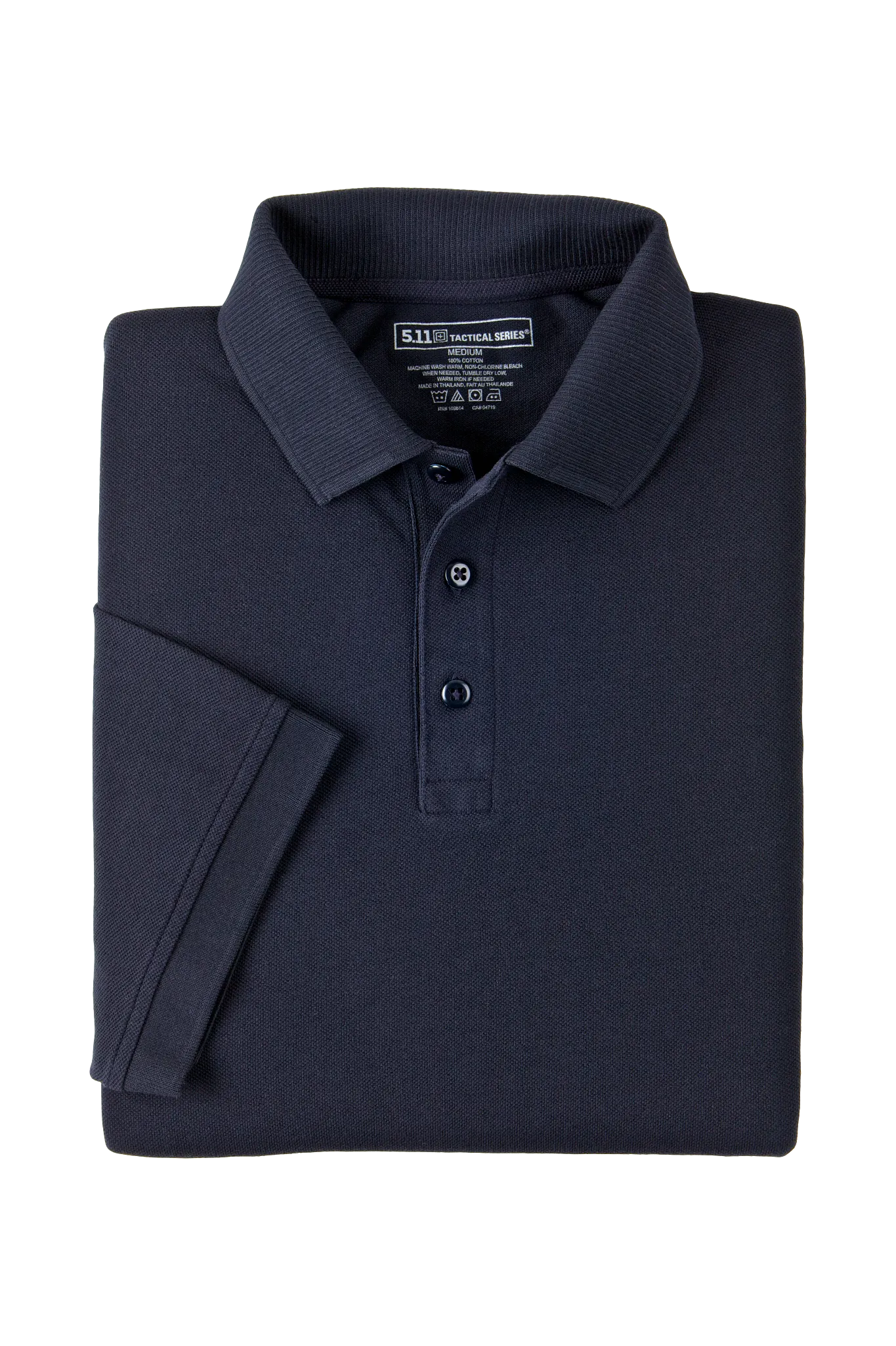 Tactical Polo Shirt, 100% Cotton, Button, Navy, 4XL