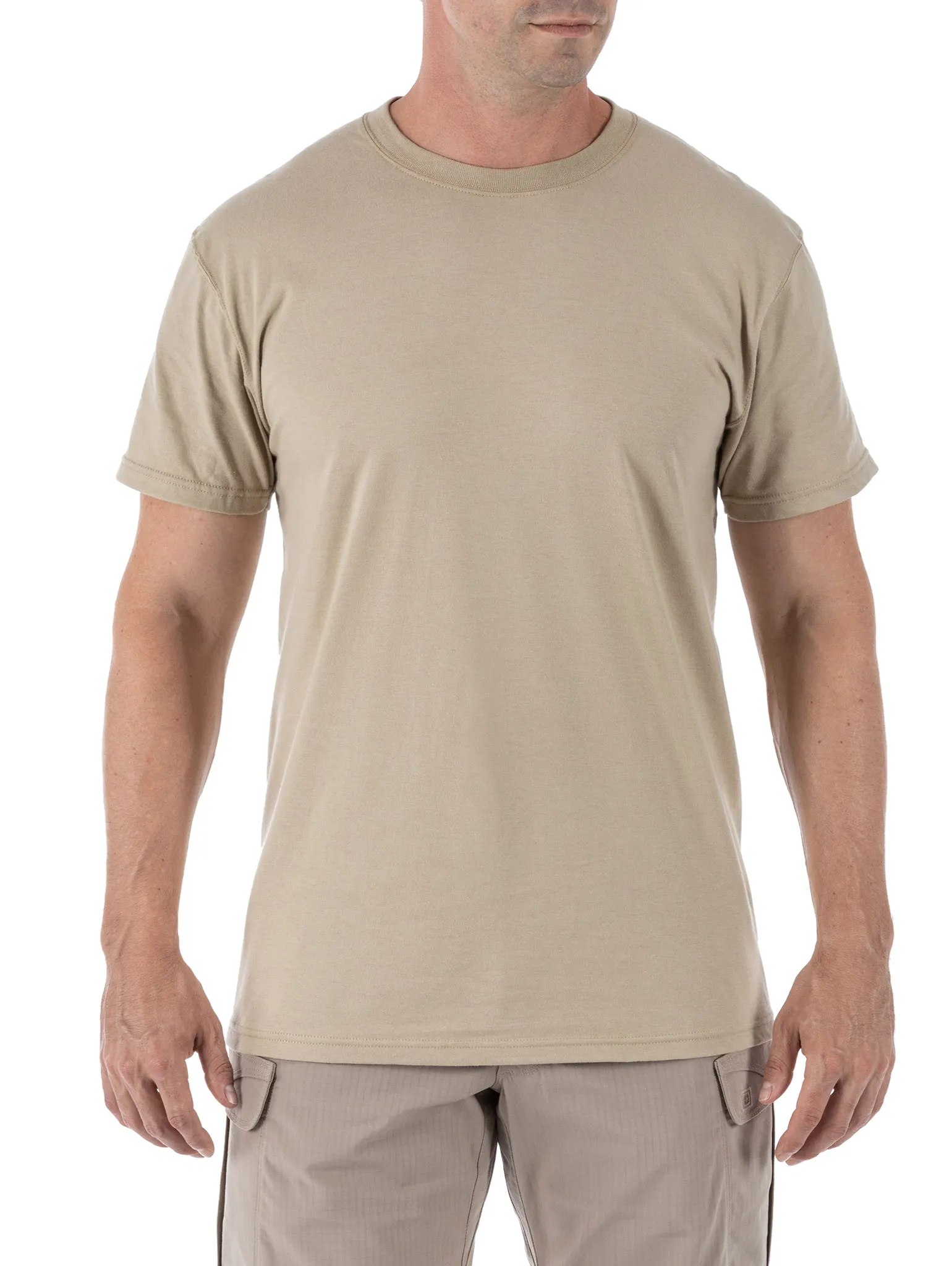 Military Shirt, 100% Cotton, Tan, S, 3 PK