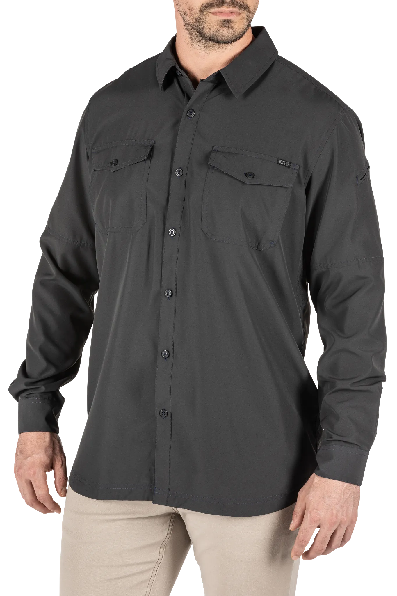 5-72521098S Mens Marksman Long Sleeve Shirt, Volcanic - Small