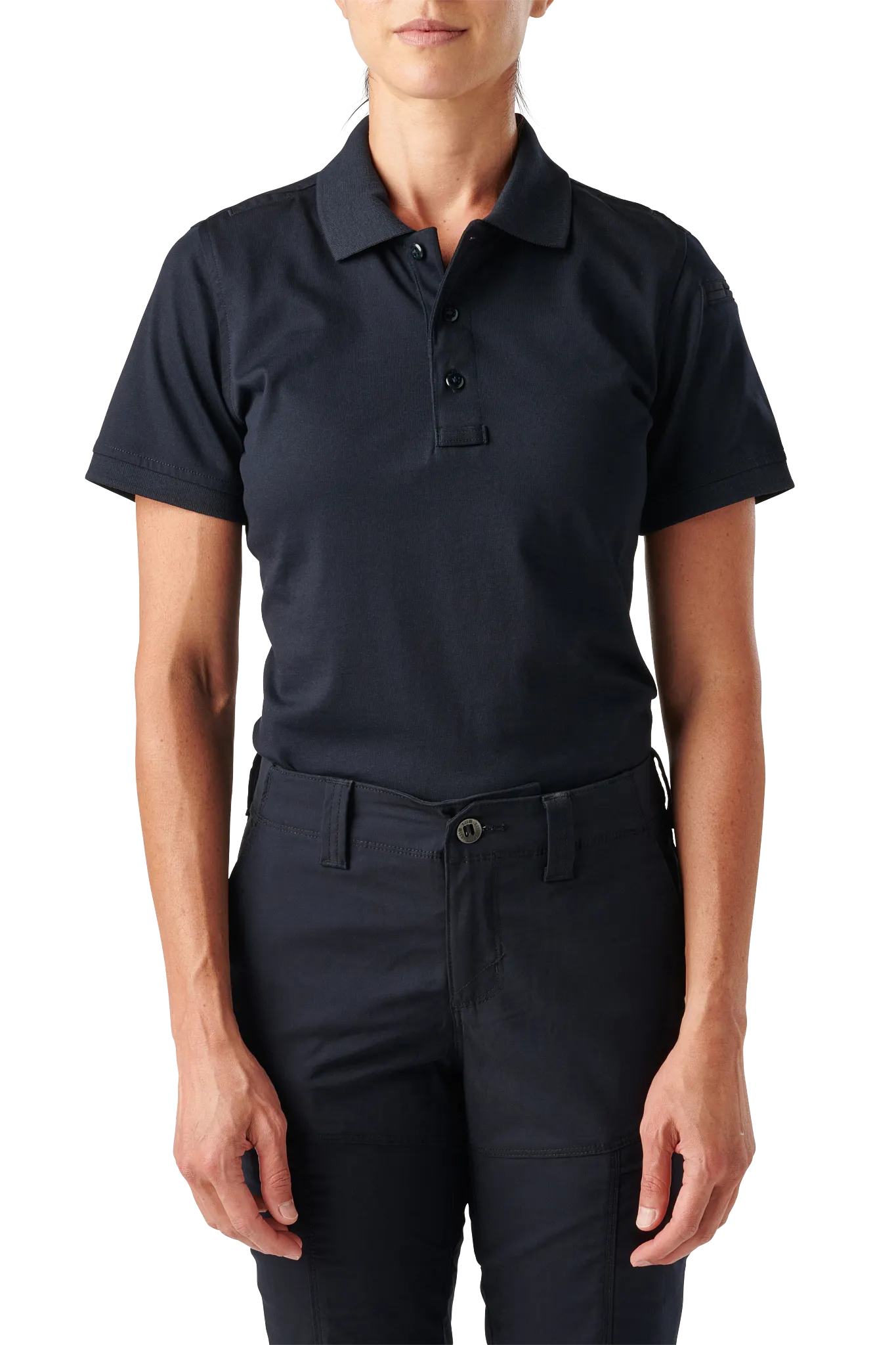 Tactical Polo Shirt, 100% Cotton, Button, 2 Pocket(s), Navy, L