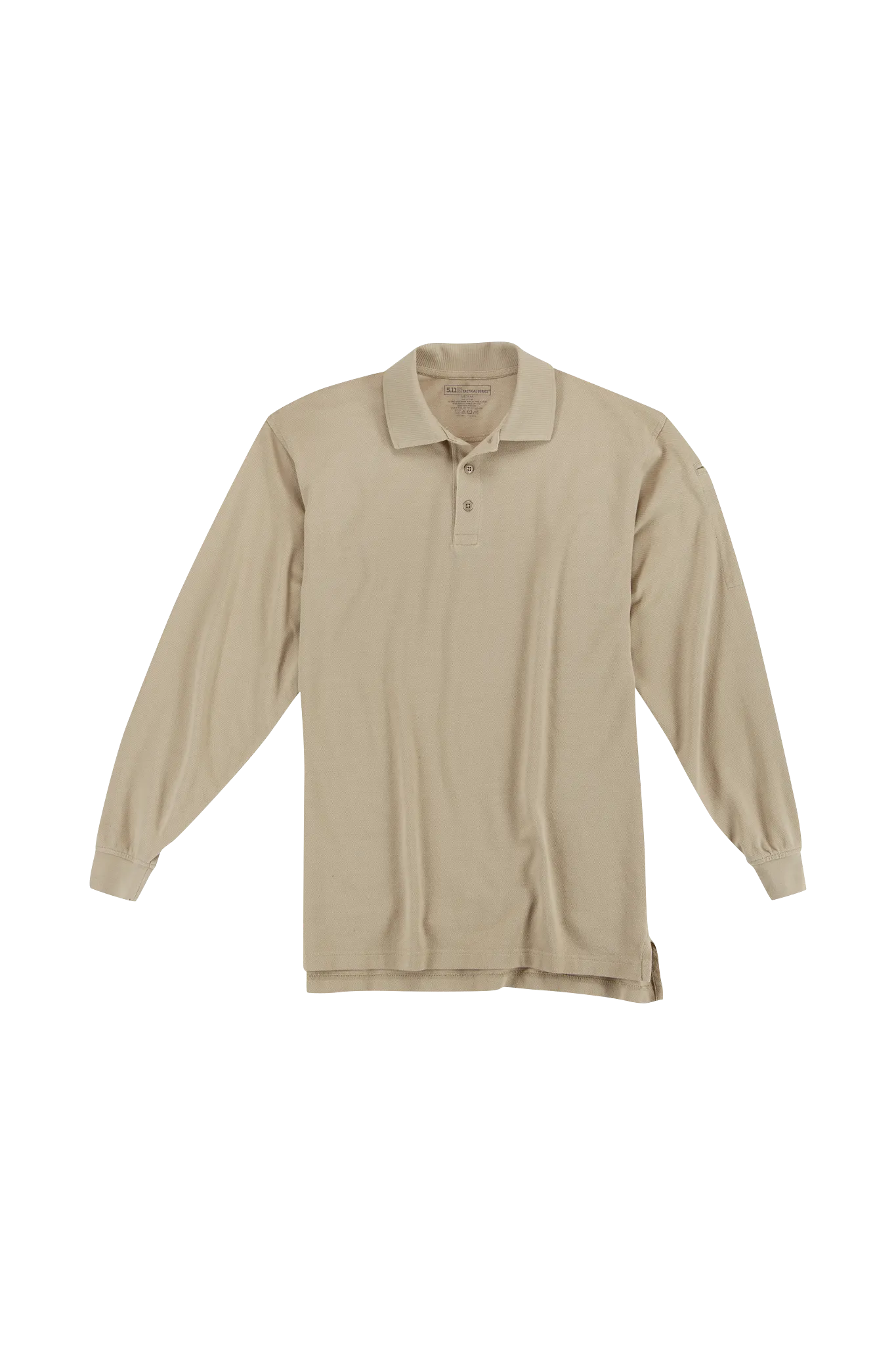 Tactical Polo Shirt, 100% Cotton, Button, Tan, L