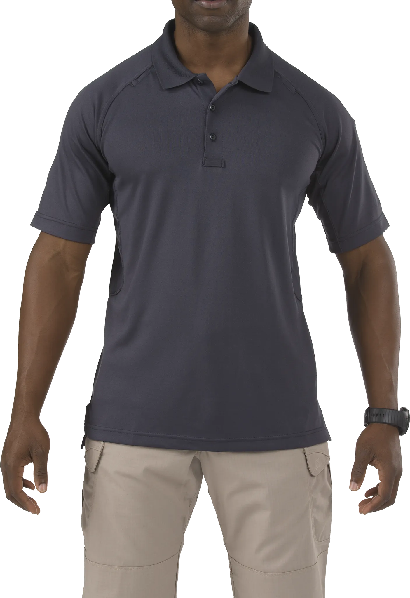 Tactical Polo Shirt, 100% Polyester, Button, 2 Pocket(s), Charcoal, M