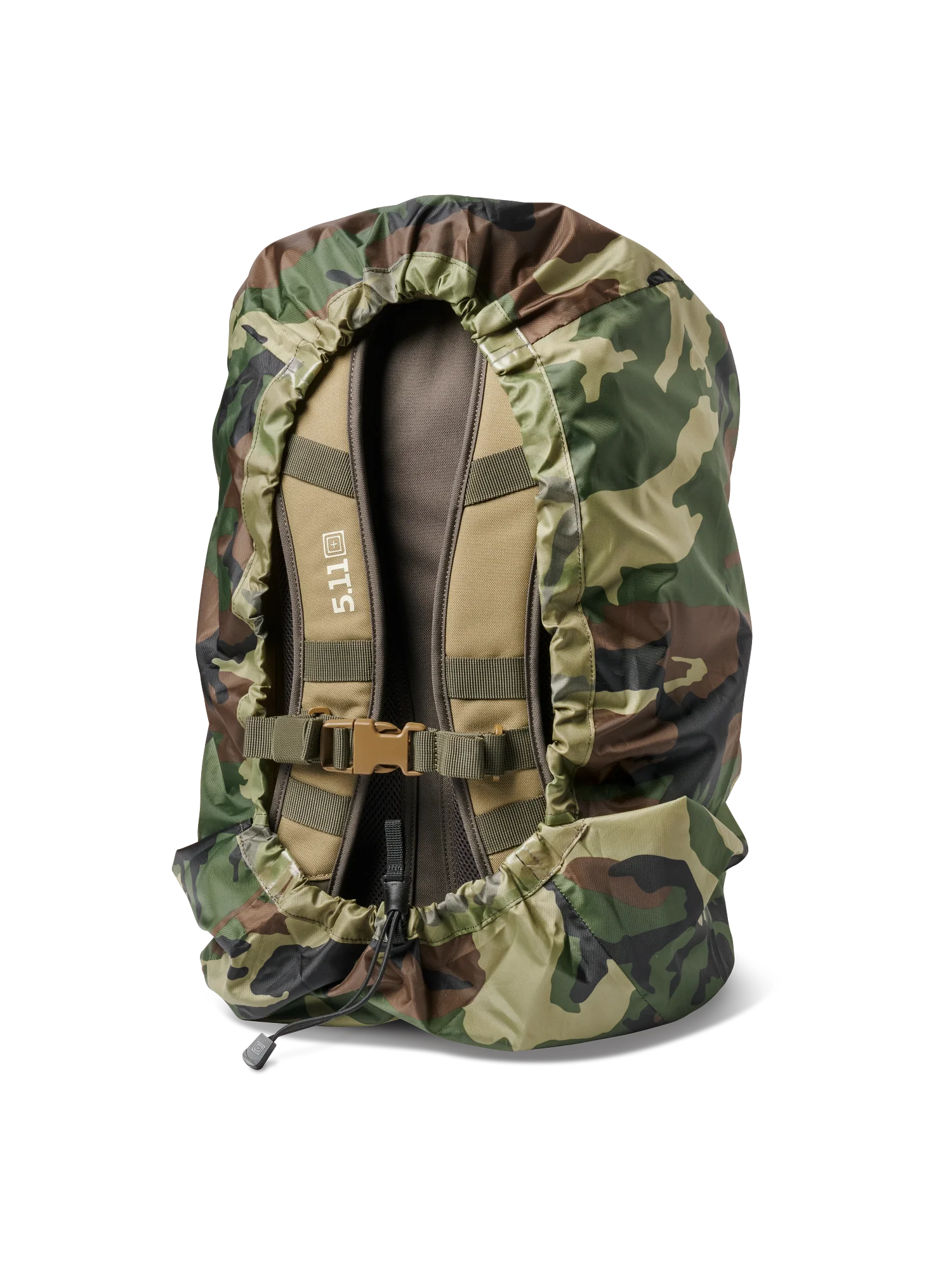 5.11 Tactical Molle Packable Rain Cover 24-44L With Print in Woodland Camo | Polyester