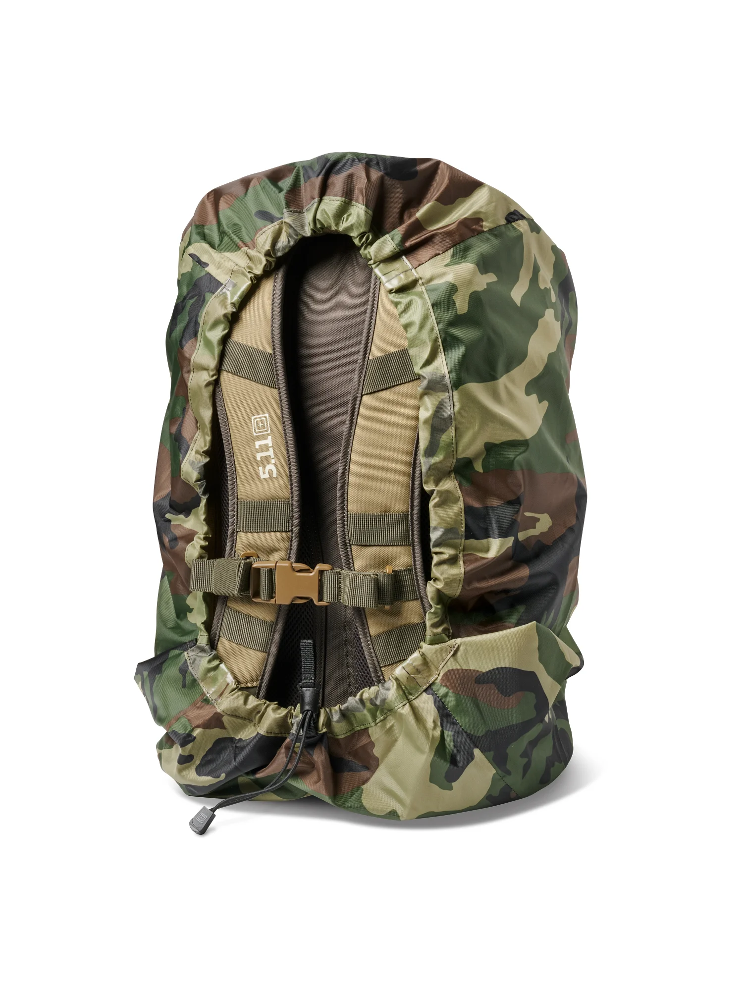5.11 Tactical Molle Packable Rain Cover 24-44L With Print in Woodland Camo | Polyester 5.11 Tactical Molle Packable Rain Cover 24-44L With Print in Woodland Camo | Polyester